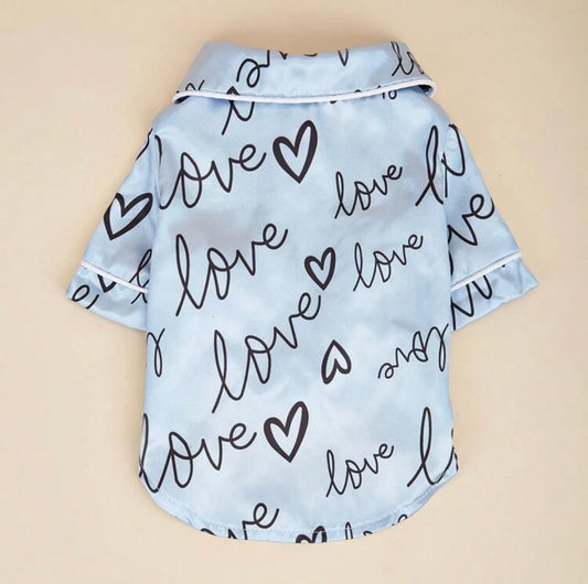 Blue Love Print Shirt